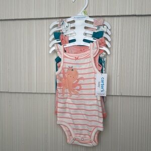 NWT 3m Carters Set of Five One Piece Tanks Sea Theme